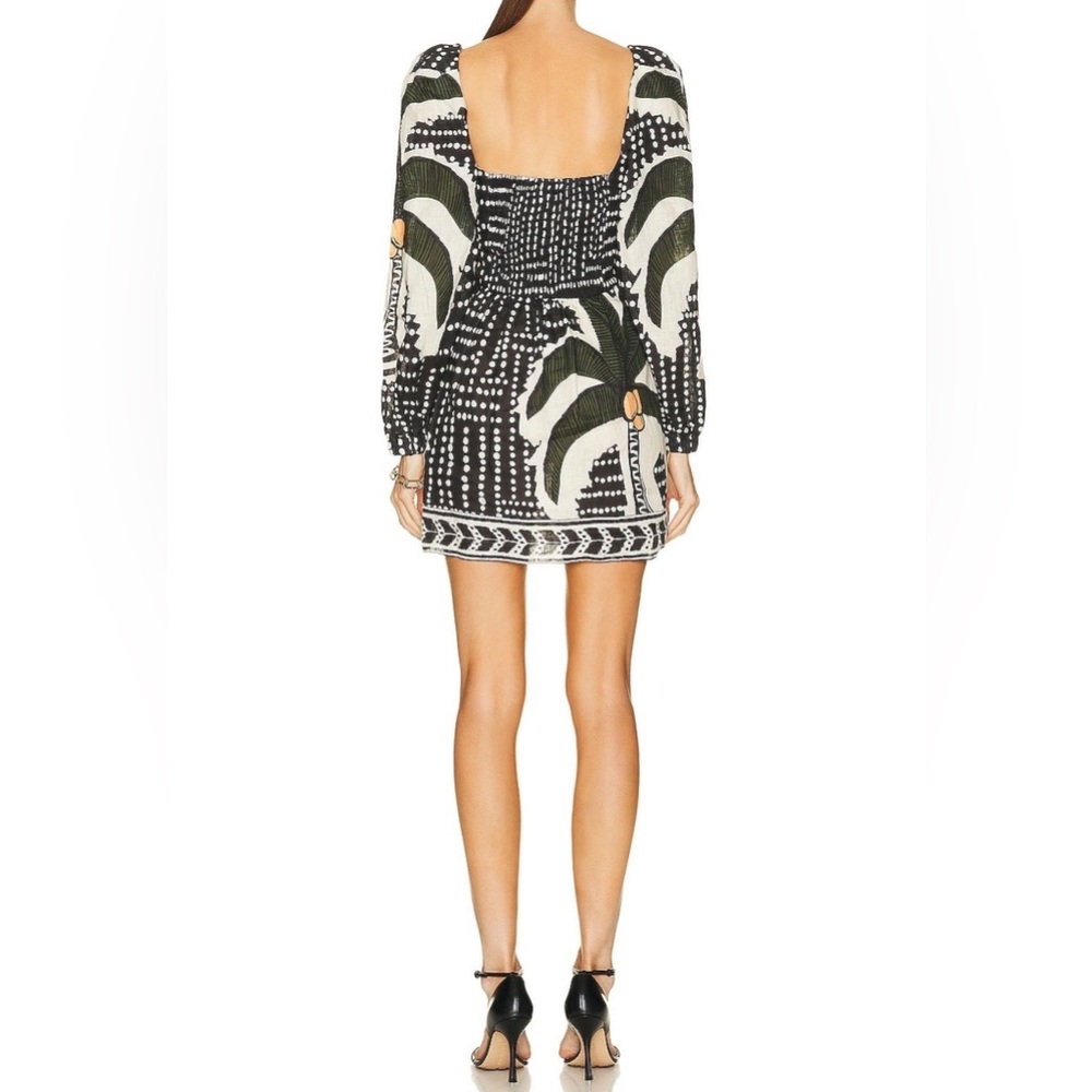 Johanna Ortiz Tropical Linen Mini Dress in green white size 6 - Picture 6 of 11